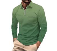 Polo de manga larga con cremallera de un cuarto para hombre, camiseta de golf con estampado degradado, suéter casual ajustado con bolsillo, ropa casual de negocios inteligente, asado de domingo