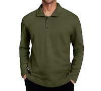 Polo de manga larga de punto para hombre - Cuello de textura elástica Suéter Suelto Suave Ajuste Holgado para Golf & Casual Formal Uso, 1A-verde, S