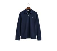 GANT Polo Reg Shield LS Pique Rugger para Hombre, Azul Noche, L