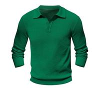 Polo de manga larga para hombre: camiseta de manga larga, cuello vuelto, camiseta larga a prueba de viento, camiseta deportiva ligera, monocolor, camiseta de negocios, camiseta clásica de fácil