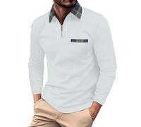 Polo de manga larga para hombre, camiseta de moda con solapa suelta para trabajo, vacaciones, caminar al aire libre, blanco, M