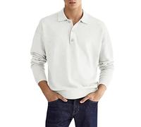 Polo de manga larga para hombre, camisetas de golf, moda casual, ropa de trabajo, tenis, polo para hombre, camisa simple de color sólido, camisa de ajuste regular, cuello de solapa con botones, camisa