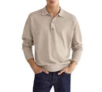 Polo de manga larga para hombre, camisetas de golf, moda casual, ropa de trabajo, tenis, polo para hombre, camisa simple de color sólido, camisa de ajuste regular, cuello de solapa con botones, camisa