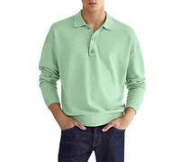 Polo de manga larga para hombre, camisetas de golf, moda casual, ropa de trabajo, tenis, polo para hombre, camisa simple de color sólido, camisa de ajuste regular, cuello de solapa con botones, camisa