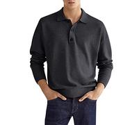 Polo de manga larga para hombre, camisetas de golf, moda casual, ropa de trabajo, tenis, polo para hombre, camisa simple de color sólido, camisa de ajuste regular, cuello de solapa con botones, camisa