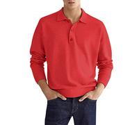 Polo de manga larga para hombre, camisetas de golf, moda casual, ropa de trabajo, tenis, polo para hombre, camisa simple de color sólido, camisa de ajuste regular, cuello de solapa con botones, camisa