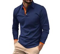 Polo de manga larga para hombre, casual, de algodón, diseñador, Inglaterra, para adultos, trabajo, ajustado, cuello mao, camisa cuello con botones, para oficina, camisetas de golf, camisas polo para