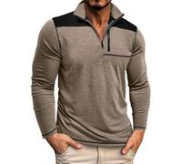 Polo de manga larga para hombre, de algodón, color bloque de color, camiseta de golf, corte ajustado, tallas grandes con bolsillo en el pecho, camiseta deportiva para hombre, camiseta deportiva de