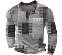 Polo de manga larga para hombre, estampado digital de otoño/invierno, moda, botón hacia abajo, camiseta de manga larga, gris, 3XL