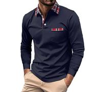 Polo de Manga Larga para Hombre, Tallas Grandes, con Bolsillo en el Pecho - Camiseta de Fitness, Gimnasio y Deporte - Corte Regular, Algodón