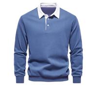 Polo de manga larga para hombre vintage, sudadera de trabajo para hombre casual de color sólido simple corte delgado y cómodo sudadera clásicas chic pasarpor todo temperamento ligero otoño básico