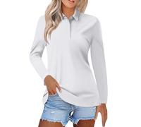 Polo de mujer de color liso otoño moda 2024 elástico transpirable de manga larga algodón piqué camisas de golf para interior y exterior gimnasio entrenamiento carrera activa deporte tenis camiseta