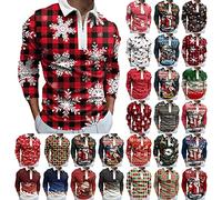 Polo de Navidad para hombre, divertido jersey de Navidad, camiseta de golf, otoño e invierno, impresión navideña 3D, suéter para hombre, camiseta fea de Navidad, E, XXL