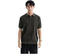 Polo De Punto De Seda Helada para Hombre, Estilo Business Paul, Manga Corta Estilo Lao Qian, Camiseta De Alta Gama con Cuello De Gaviota.,Verde Militar,XL