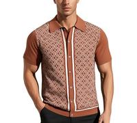 Polo de Punto Jacquard para Hombre Camiseta Tipo Cárdigan de Seda Fría Transpirable y Ligera Top Casual de Verano con Textura Elegante Ropa Masculina de Lujo