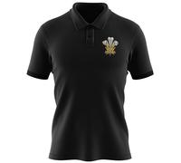 Polo de rugby bordado con insignia del Príncipe de Gales para hombre, camiseta de rugby Cymru de las Naciones Gales, Negro, XL