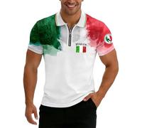 Polo de trabajo para hombre con bandera de Italia, con cremallera, manga corta, polo de bandera italiana, transpirable, de secado rápido, camiseta de verano, Blanco, 6XL