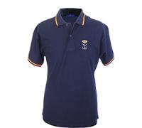 Polo España Marino Hombre, Bordado Infantería de Marina en Pecho, Bandera España en Cuello y Mangas, 100% algodón Talla XXL
