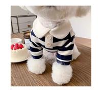 Polo for Mascotas, Ropa con Cuello a Rayas for Perros pequeños, Ropa Transpirable de poliéster for Perros de Osito y bichón frisé(Blue,M Back Length30cm 5-8jin)