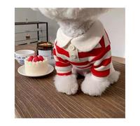 Polo for Mascotas, Ropa con Cuello a Rayas for Perros pequeños, Ropa Transpirable de poliéster for Perros de Osito y bichón frisé(Red,M Back Length30cm 5-8jin)