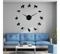 Polo Games Polo Sport Pony Match Wall Art - Reloj de pared gigante sin marco, reloj de pared grande sin marco, regalo para jugador de polo (negro, 47 pulgadas)