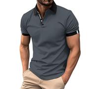 Polo Hombre -Camisa Blanca con botons hacia Arriba Solapa hacia Abajo portiva Corta Color sólido (Gr S)