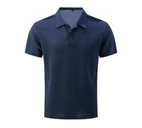 Polo Hombre - Camisa De Hombre con Botones hacia Arriba Y Solapa hacia Abajo Camisa Deportiva De Manga Corta De Color Sólido (Navy M)