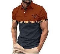 Polo Hombre Camisa Informal de Manga Corta con Estampado Vaquero del Oeste y Cuello Abotonado para Uso Diario al Aire Libre. (Navy, XXXL)