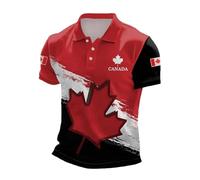 Polo Hombre Casual Manga Corta con Bordado De Hoja De Maple Cómodo Y Transpirable para Uso Diario Y Actividades Al Aire Libre Ropa Hombre Verano Vestir En Festividades Canadien