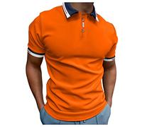 Polo hombre de talla grande hombres casual sólido botón alto camisa cuello rapeado blusa manga corta camisa casual para hombres multideporte al aire libre, naranja, 3XL