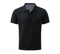 Polo Hombre Manga Corta - Camisa De Hombre con Botones hacia Arriba Y Solapa hacia Abajo Camisa Deportiva De Manga Corta De Color Sólido (Black S)