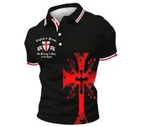 Polo Hombre Manga Corta con Estampado del Día De San Jorge De Inglaterra Cuello Camisero Tejido De Punto Casual para Uso Diario Ropa Hombre Verano Eventos Patrióticos Y Tiempo