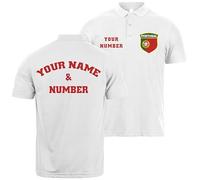 Polo Hombre Manga Corta de Fútbol | Regalo Personalizado con tu Nombre y Número | Portugal 2026 (M Blanco Multicolor)