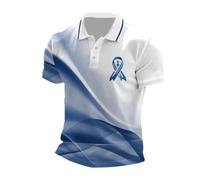 Polo Hombre Manga Corta Estampado, Camiseta de Concienciación contra el Cáncer de Próstata con Diseño de Lazo Simbólico, Tejido Transpirable Ajustable para Eventos de Sensibilización