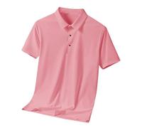 Polo Hombre Manga Corta Gran Tamaño - Camisa Hombre Cuello Rabattu Polo Cuello Atrapado Camisa Casual Camiseta Color Sólido Tops Moda Camisa Grande Cómodo Camisetas Golf Blusa, rosa, XXXXXL