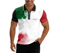 Polo Hombre Manga Corta Manga Corta, Polo Hombre Slim Fit, Camisetas Camiseta Camisa con Cuello con Cremallera Y Estampado Italiano Un Estilo Moderno Polos Masculino Summer Tops Camisa Camiseta