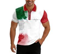 Polo Hombre Manga Corta Manga Corta, Polo Hombre Slim Fit, Camisetas Camiseta Camisa con Cuello con Cremallera Y Estampado Italiano Un Estilo Moderno Polos Masculino Summer Tops Camisa Camiseta