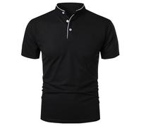 Polo Hombre Manga Corta Poliéster - Camisa Slim Fit Hombre Polo Color Sólido Camisa Moda Camisa Casual Tops Cuello Atrapado Camiseta Deportiva Transpirable Tops Fitness Gym Tops Tops, Negro , XL