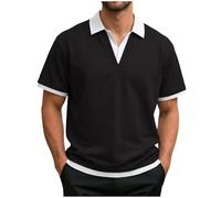 Polo Hombre Manga Corta Polo Camisetas Deportivas Casual Camiseta Slim Fit Verano Manga Corta Golf Casual Clásico Top Slim Fit Hombre Camisetas Verano Casual Camisetas Ligeras Correr, C-le negro, 3XL