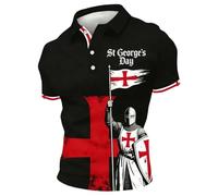 Polo Hombre Manga Corta Punto, Polos Hombre Slim Fit, Camisa De Manga con Cuello Estampado del DíA De Inglaterra Top De Punto Informal para Uso Diario Verano Top Camisetas Polos Homem Polos Masculina