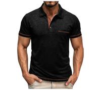 Polo hombre manga corta verano casual camisa deportiva regular fit polo golf manga corta golf polos ligero verano clásico casual tops suave ligero ligero blusa para deporte fitness, A-le negro, S