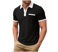 Polo Hombre Polo de Golf Manga Corta Ligero Verano Camiseta de Tenis Transpirable Polos Hombres Manga Corta Camiseta Hombre Transpirable Ropa Cómodo para Gimnasio Regular Fit, 1-le black, L