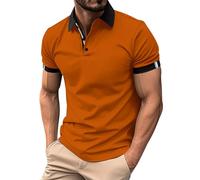 Polo Hombre -Polos Manga Corta Algodon con botons hacia Arriba Solapa hacia Abajo portiva Corta Color sólido (Brown XXL)