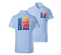 Polo Infantil Personalizado con Foto, Logo o Texto - Polo clásico con botones, Camiseta de uniforme escolar para Niños y Niñas, también disponible Sin impresión (11-12 years Azul claro Multicolor)