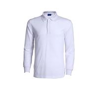 Polo liso de manga larga para hombre, informal, de negocios, camisa de vestir de ajuste regular, botones frontales, camisa de trabajo, camisa de golf y tenis, blanco, XXL