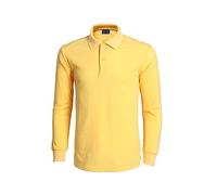 Polo liso de manga larga para hombre, informal, de negocios, camisa de vestir de ajuste regular, botones frontales, camisa de trabajo, camisa de golf y tenis, amarillo, L