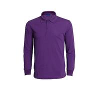 Polo liso de manga larga para hombre, informal, de negocios, camisa de vestir de ajuste regular, botones frontales, camisa de trabajo, camisa de golf y tenis, Morado (, L