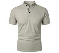 Polo liso para hombre, ajuste holgado, la nueva camiseta de verano de manga corta para hombre, color liso, es popular y a la moda. La blusa Henley de manga corta estilo adelgazante para hombre 2026