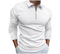 Polo Mariniere para Hombre de Gran Tamaño - Manga Larga, Sin Etiqueta, Botón Alto Descontratado, Confort - Camisa Otoño en Equilibrio, Blanco, M