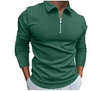 Polo Mariniere para Hombre de Gran Tamaño, Sin Etiqueta, Botón Alto Descontratado, Manga Larga, Confort, Otoño, T-1-Verde, XXL